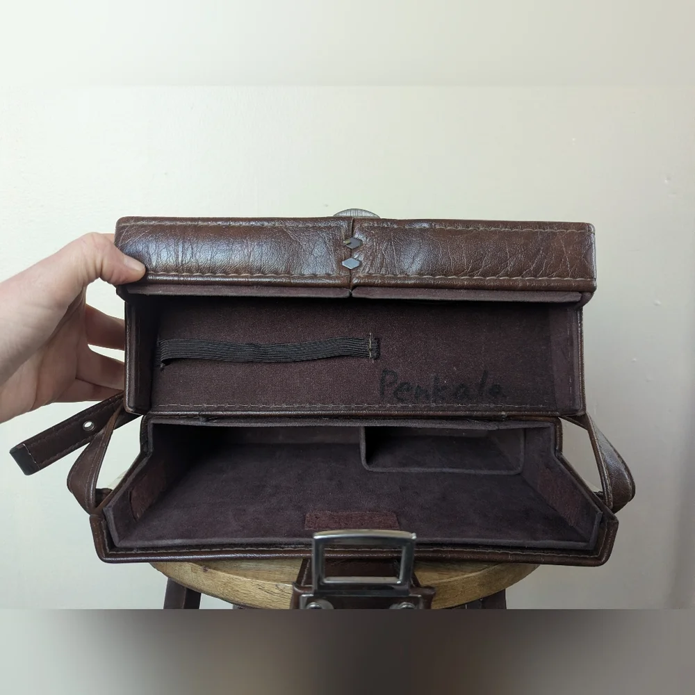 VINTAGE Polaroid SX-70 Leather System Case, Dark Brown Leather